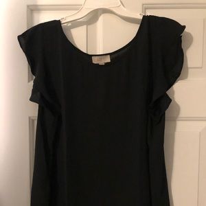 Loft NWT Black Ruffle Sleeve Blouse